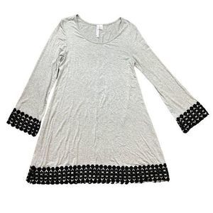 Alya Women's Slinky Gray and‎ Black Rayon Blend Long Sleeve Dress Size Small
